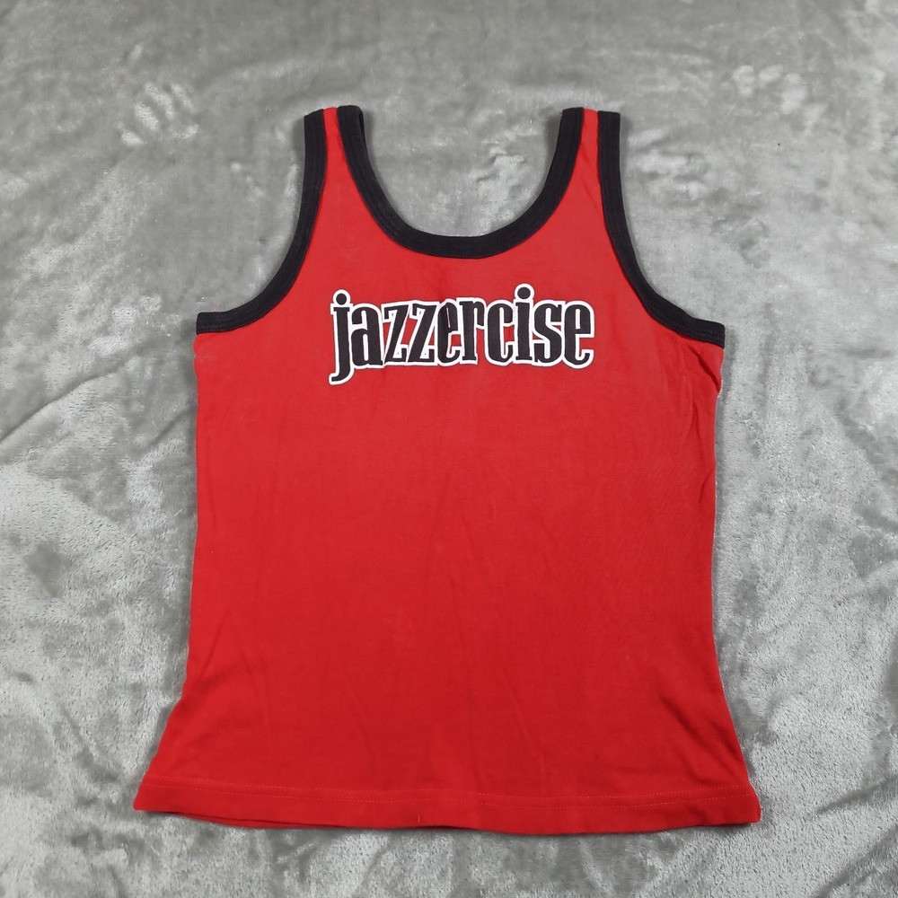 Vintage Jazzercise Tank Top Womens Medium Ringer 80s Fitness USA Dance Exercise
